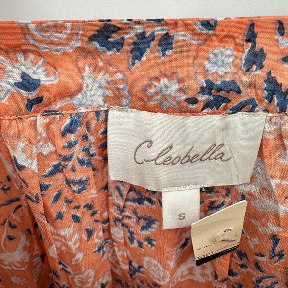 CLEOBELLA NWT Mariana Puff Short Sleeve Blouse in Peach Positano Floral // S - Picture 6 of 11